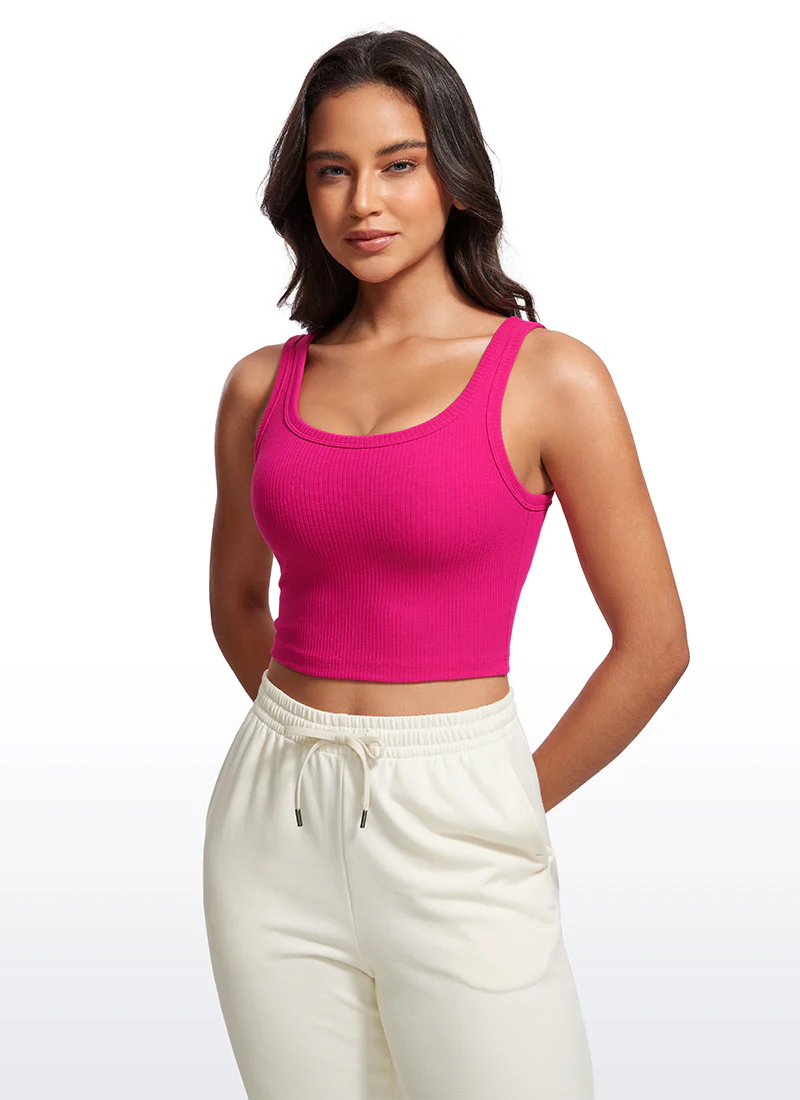 Ribbed U Neck Built in Bra Tank - Image 5