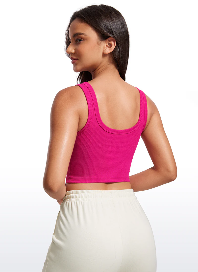 Ribbed U Neck Built in Bra Tank - Image 6