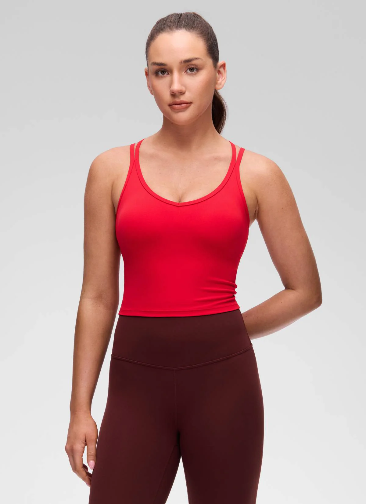 Butterluxe V Neck Cross Back Built in Bra Tank