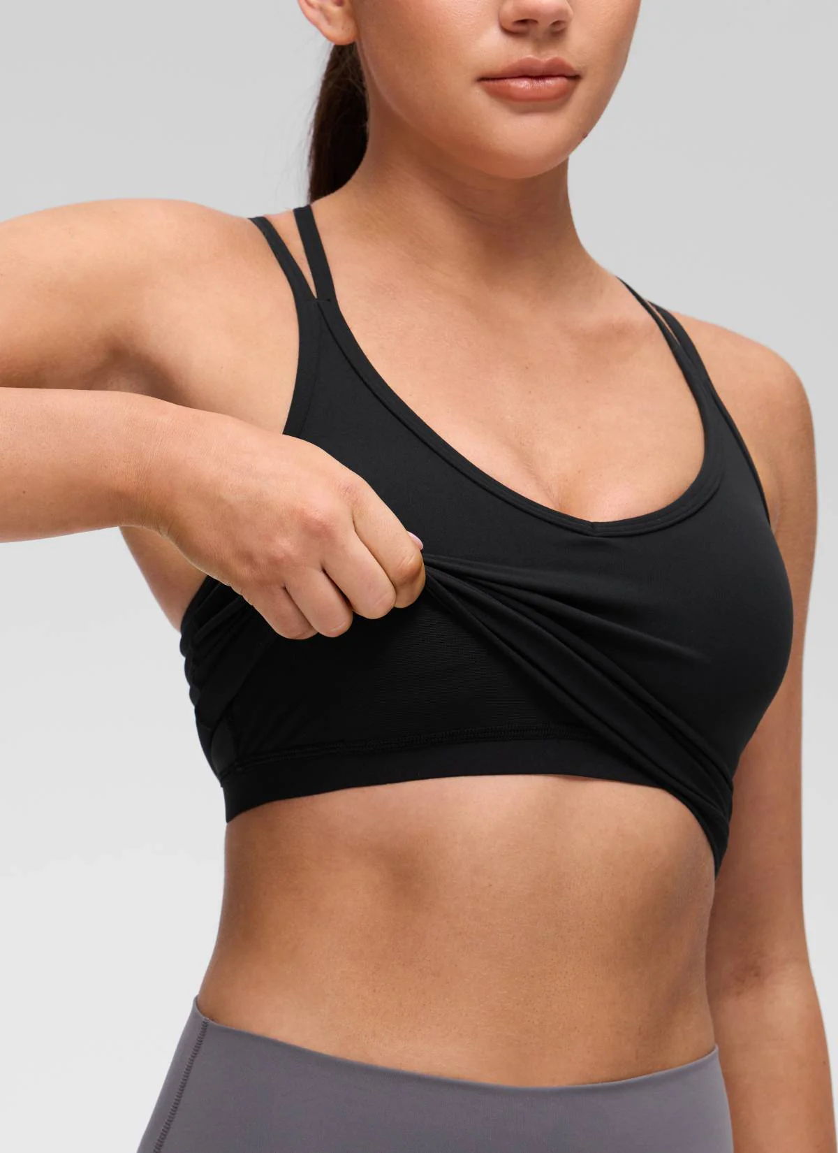 Butterluxe V Neck Cross Back Built in Bra Tank - Image 13