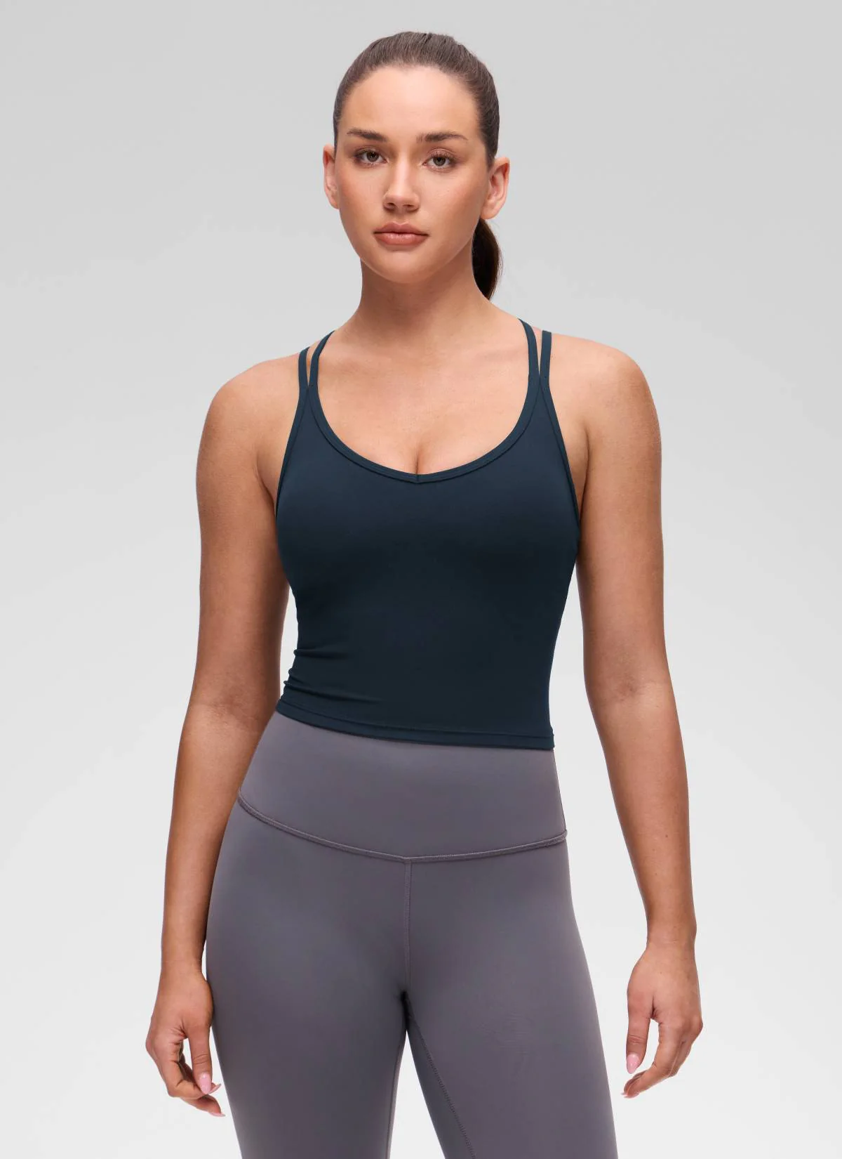 Butterluxe V Neck Cross Back Built in Bra Tank - Image 5
