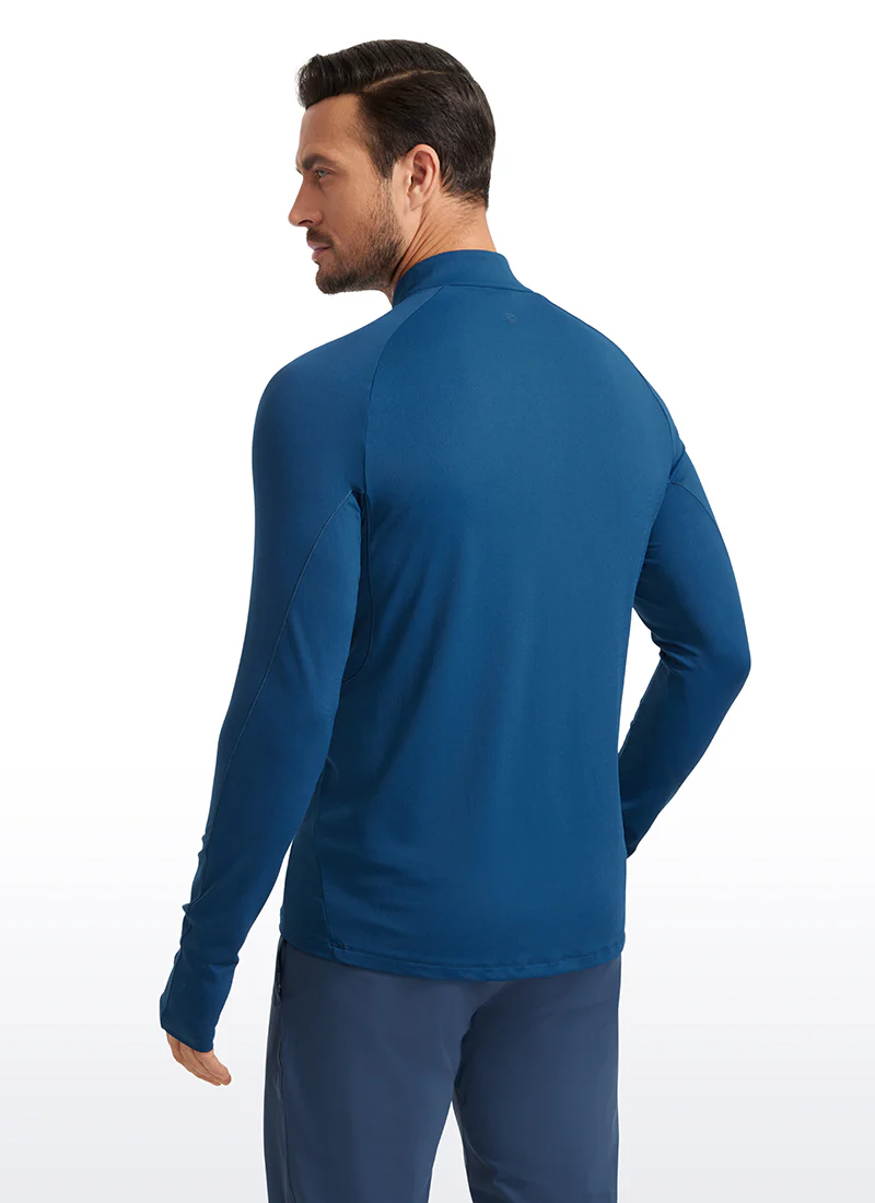 Brushed Half Zip Long Sleeve with Thumbhole - Image 10