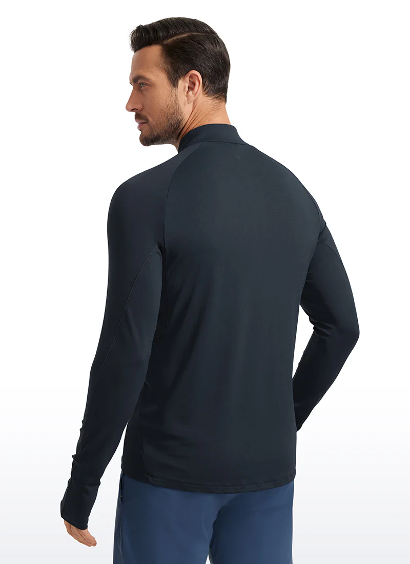 Brushed Half Zip Long Sleeve with Thumbhole - Image 14