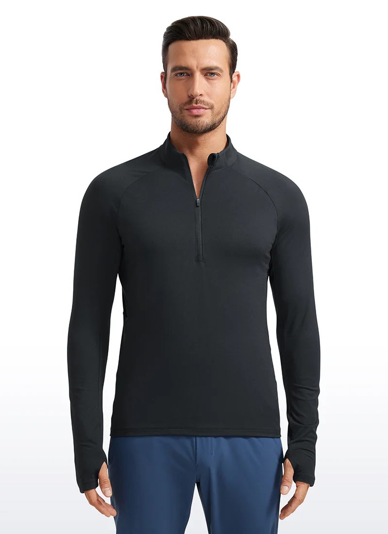 Brushed Half Zip Long Sleeve with Thumbhole - Image 16