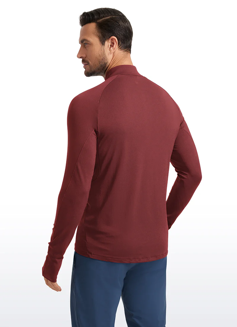 Brushed Half Zip Long Sleeve with Thumbhole - Image 20