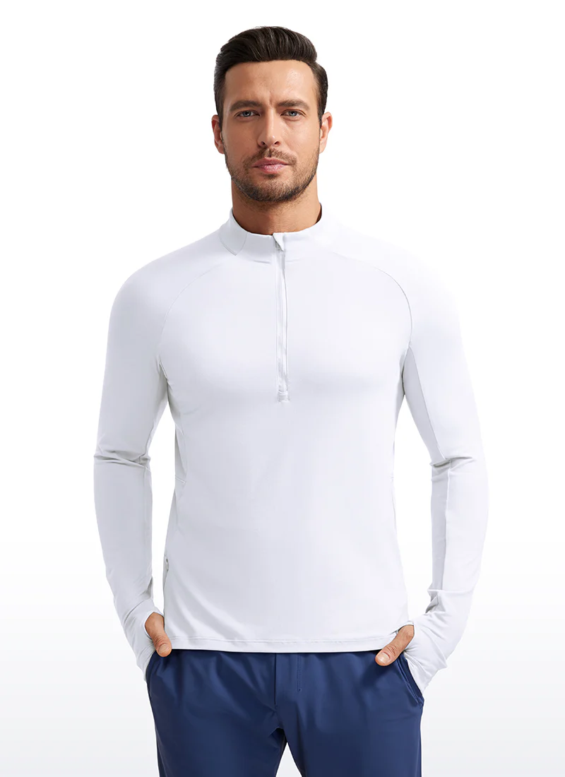Brushed Half Zip Long Sleeve with Thumbhole - Image 23