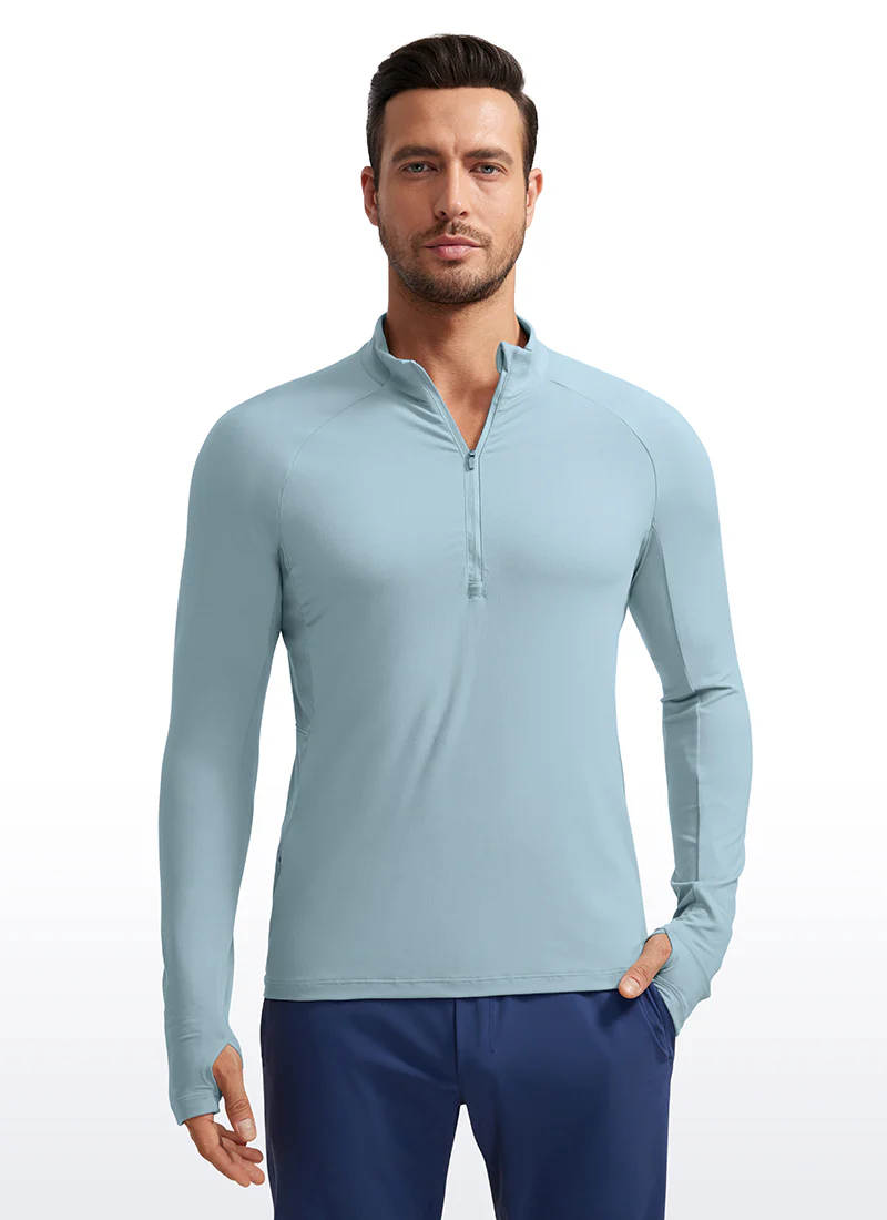 Brushed Half Zip Long Sleeve with Thumbhole - Image 26