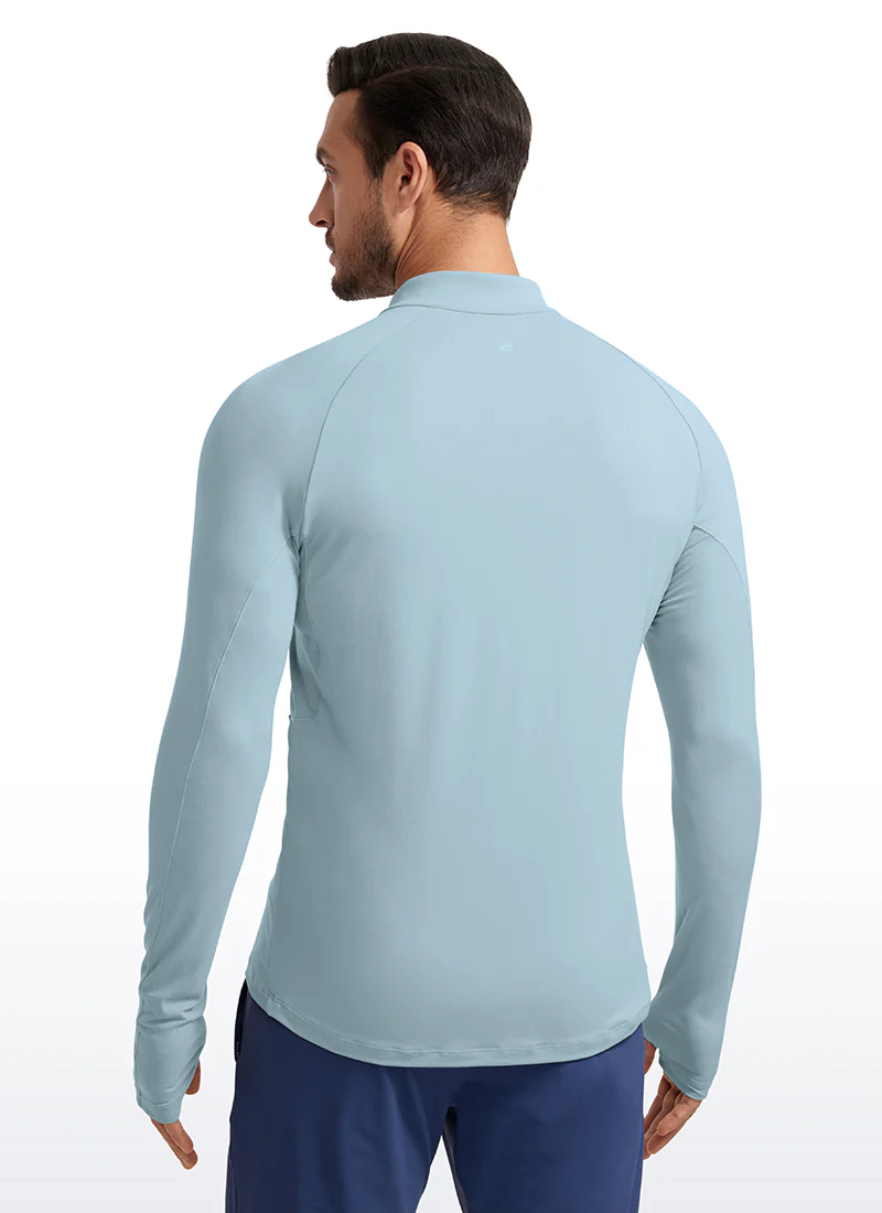 Brushed Half Zip Long Sleeve with Thumbhole - Image 27