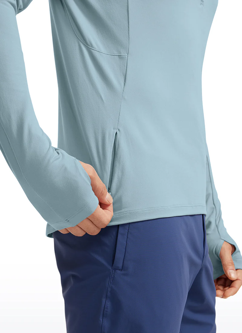Brushed Half Zip Long Sleeve with Thumbhole - Image 28
