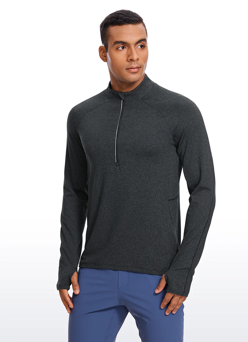 Brushed Half Zip Long Sleeve with Thumbhole - Image 5