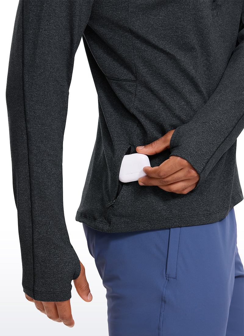Brushed Half Zip Long Sleeve with Thumbhole - Image 8
