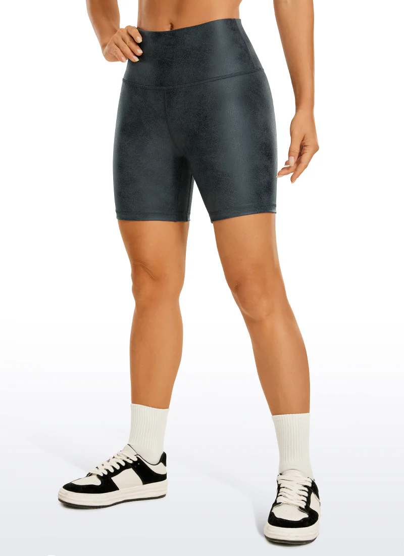 Matte Faux Leather Biker Shorts 6'' - Image 11