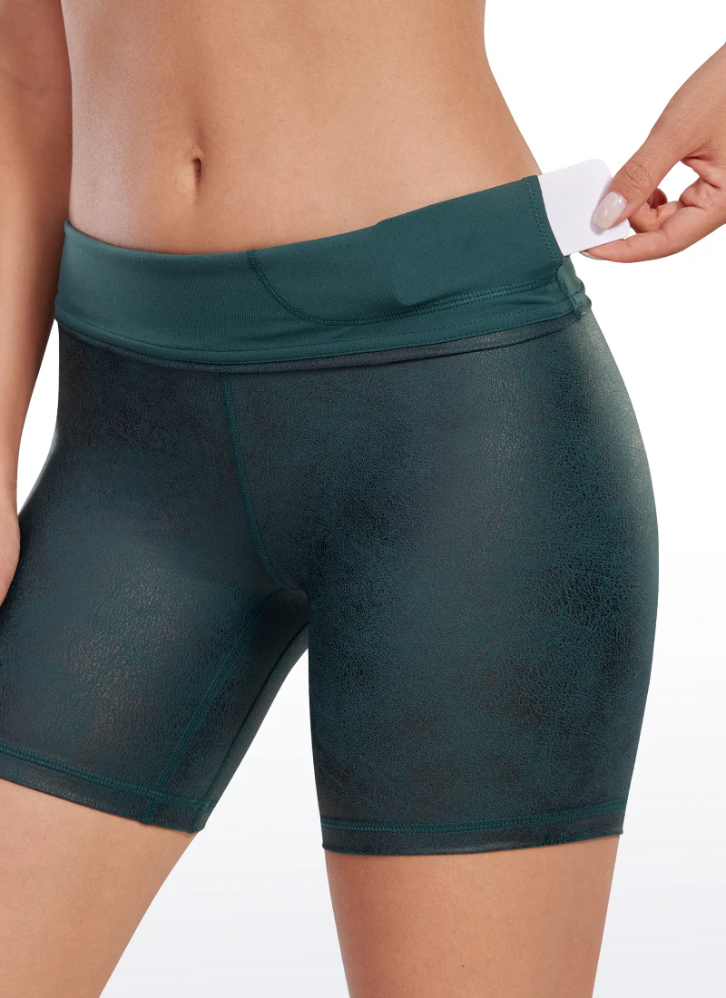 Matte Faux Leather Biker Shorts 6'' - Image 19