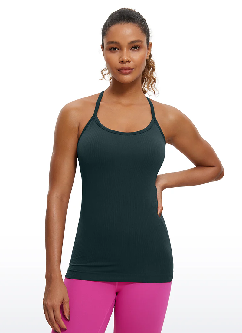 Speedy Seamless Built in Bra Pure color Tank - Image 23