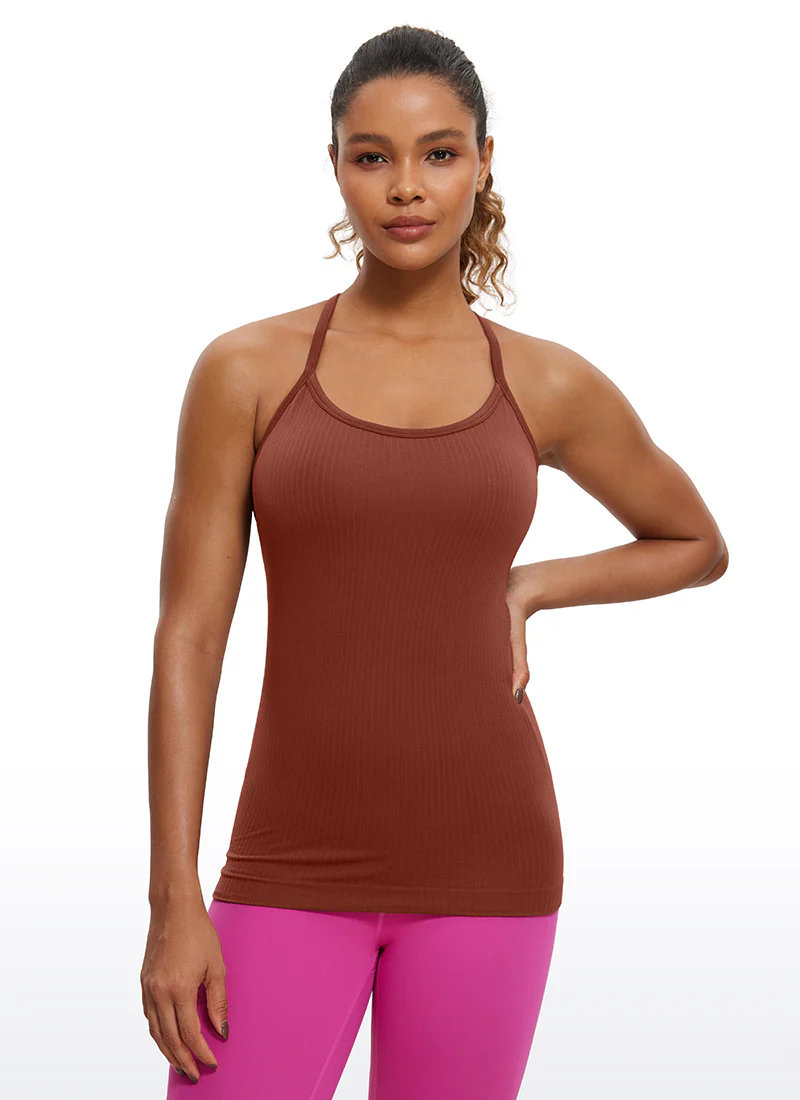 Speedy Seamless Built in Bra Pure color Tank - Image 27