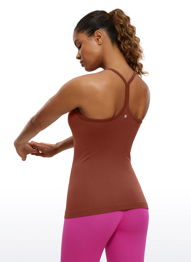 Speedy Seamless Built in Bra Pure color Tank - Image 28