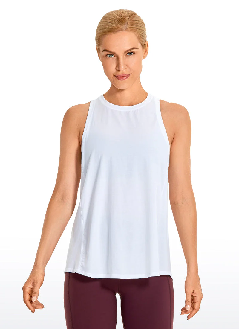 Pima Cotton High Neck Tank Split Open Back - Image 19