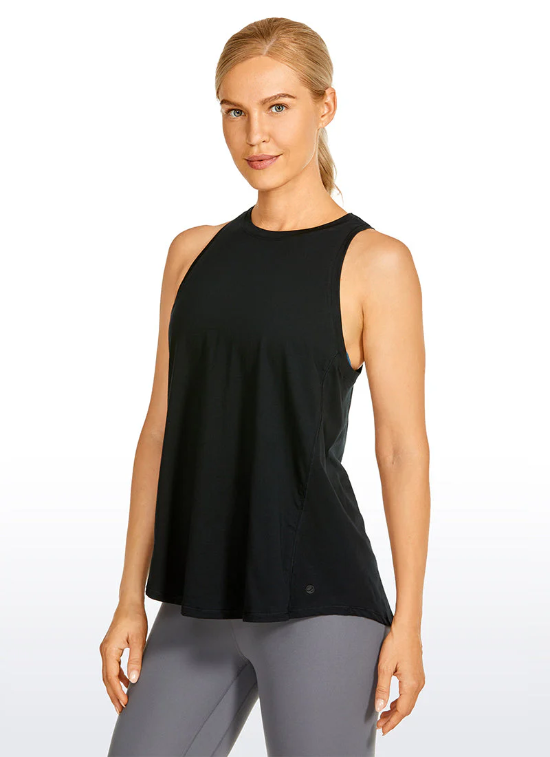 Pima Cotton High Neck Tank Split Open Back - Image 2