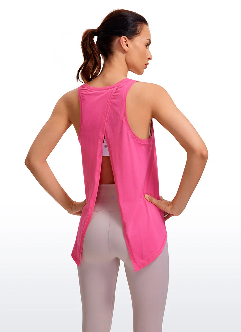 Pima Cotton High Neck Tank Split Open Back - Image 28