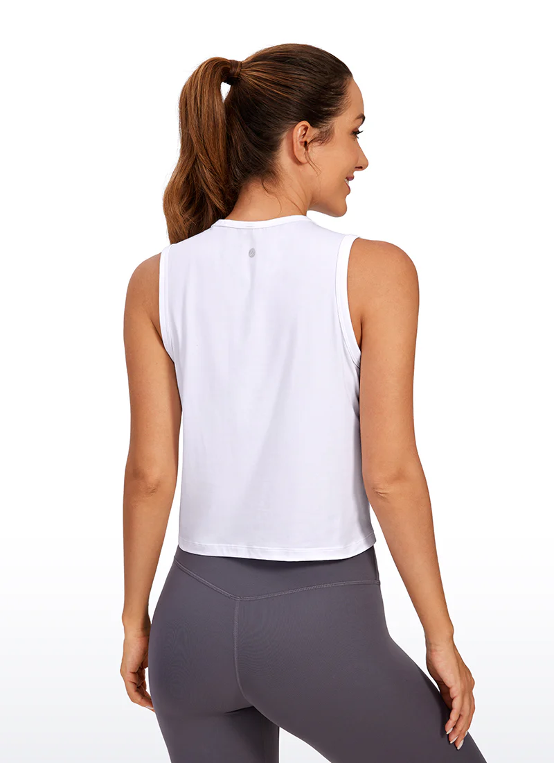 Pima Cotton High Neck Cropped Tank - Image 13