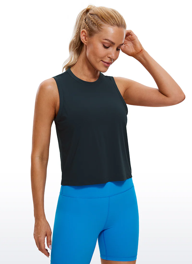 Pima Cotton High Neck Cropped Tank - Image 19