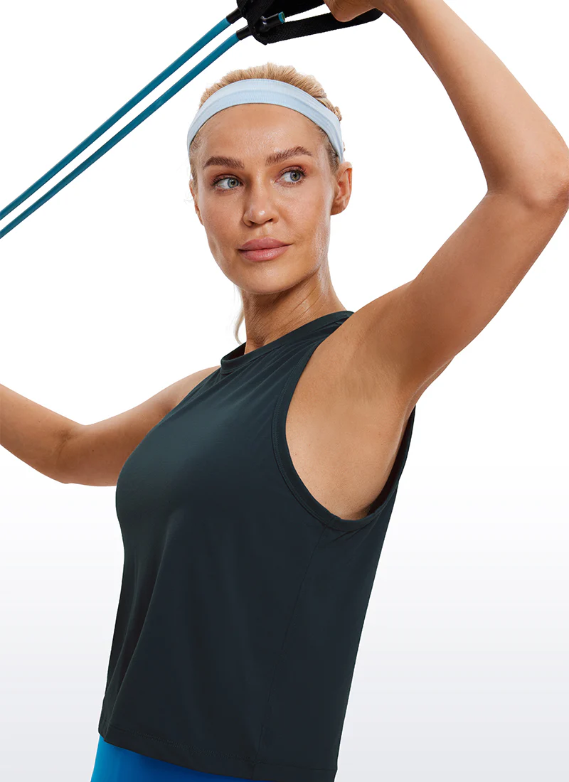 Pima Cotton High Neck Cropped Tank - Image 22