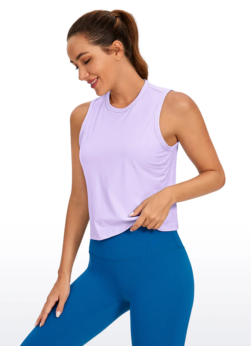 Pima Cotton High Neck Cropped Tank - Image 23