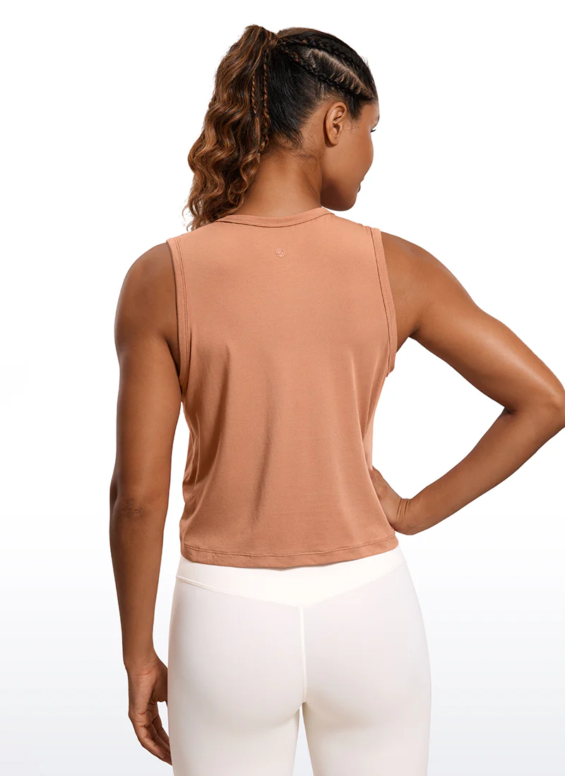 Pima Cotton High Neck Cropped Tank - Image 27