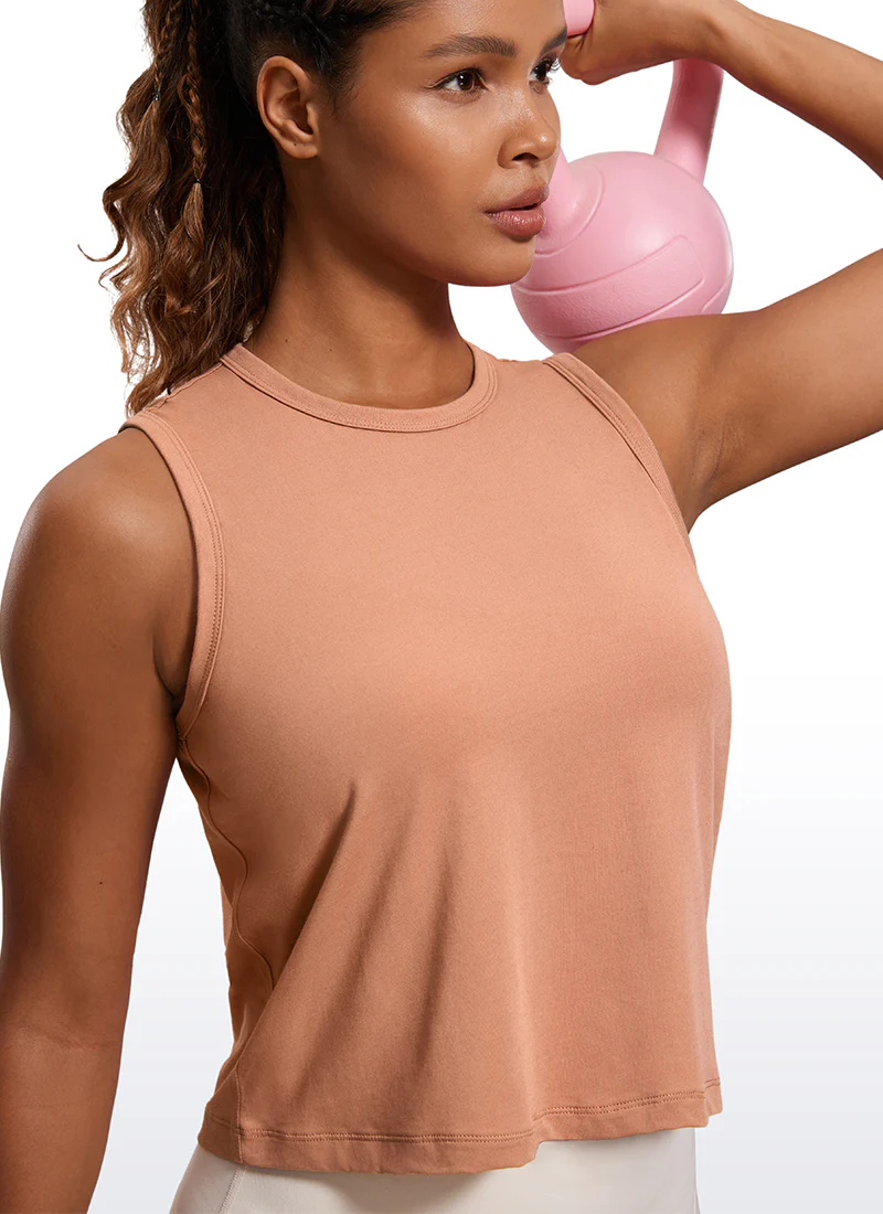 Pima Cotton High Neck Cropped Tank - Image 29
