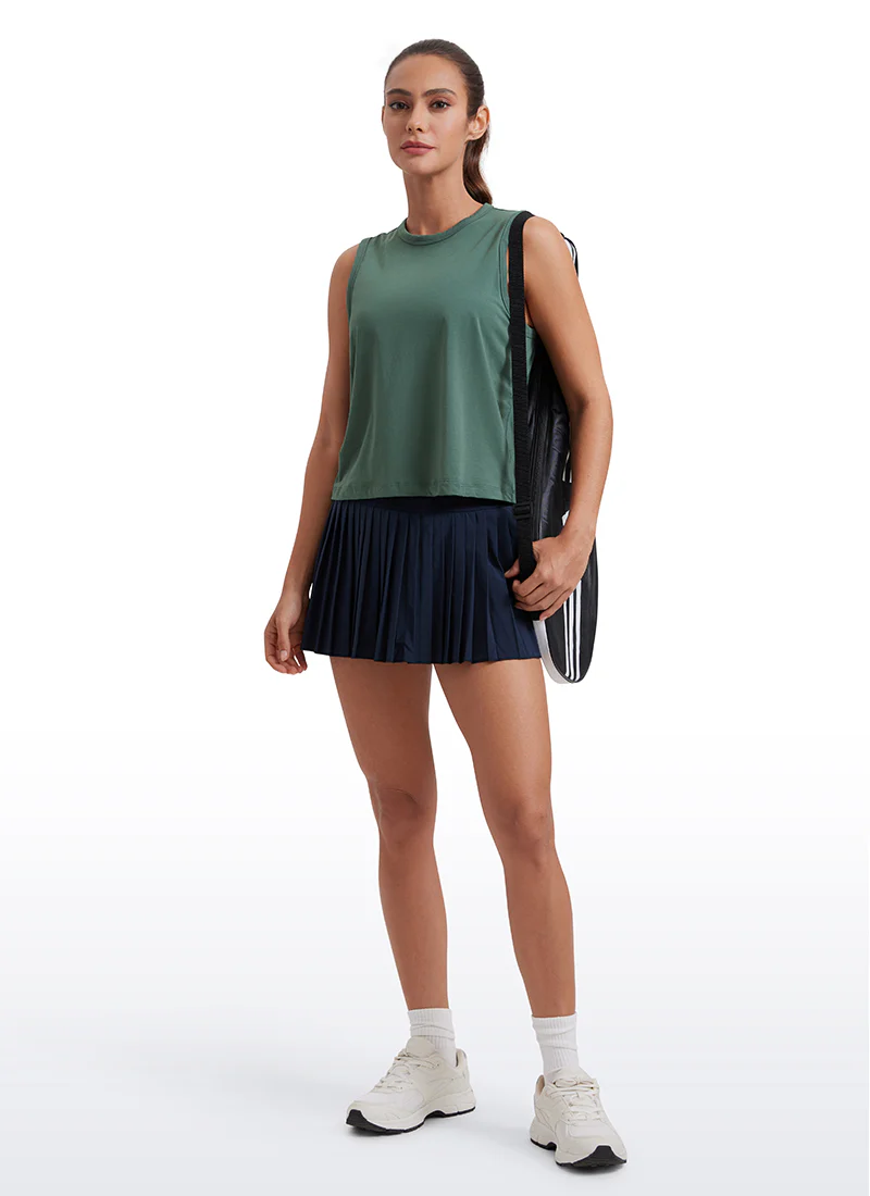 Pima Cotton High Neck Cropped Tank - Image 32