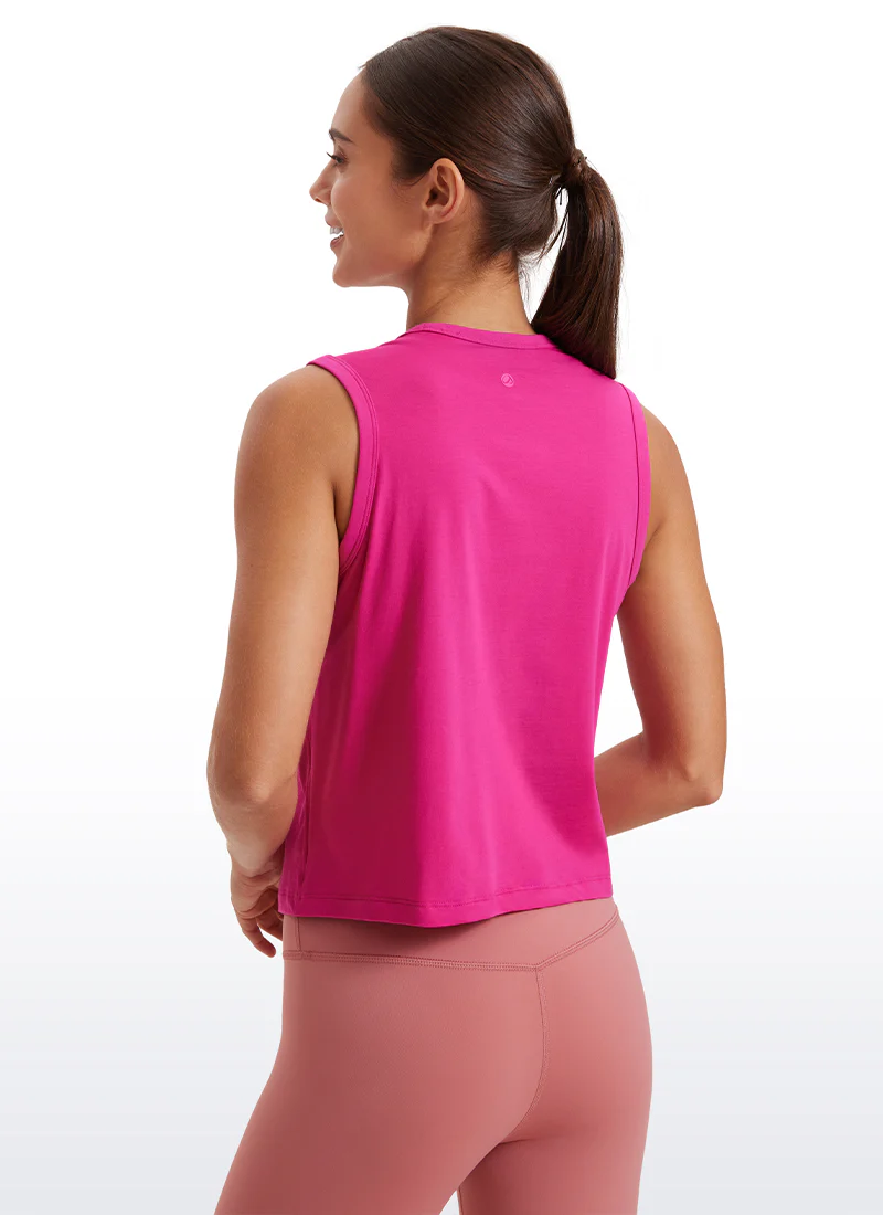 Pima Cotton High Neck Cropped Tank - Image 35