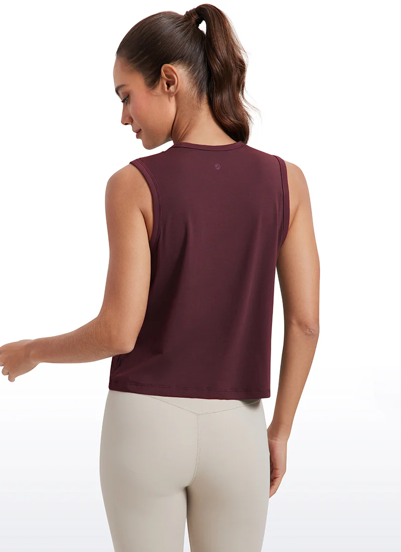 Pima Cotton High Neck Cropped Tank - Image 39