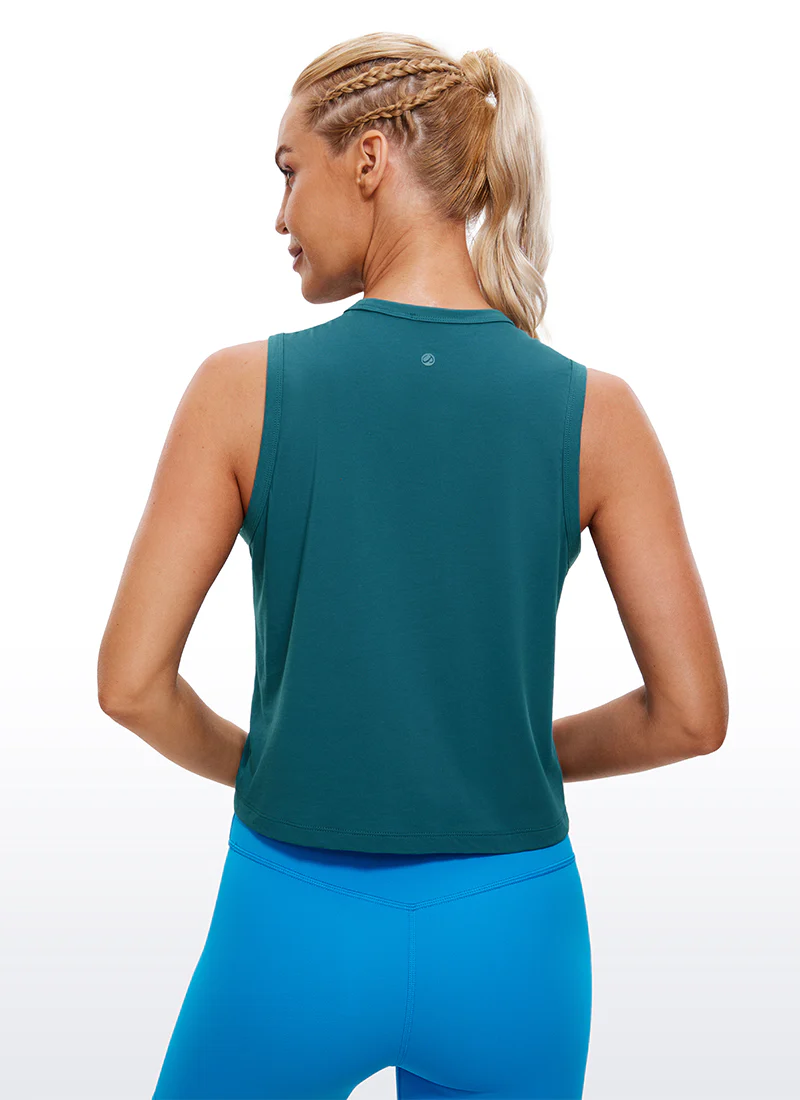 Pima Cotton High Neck Cropped Tank - Image 6