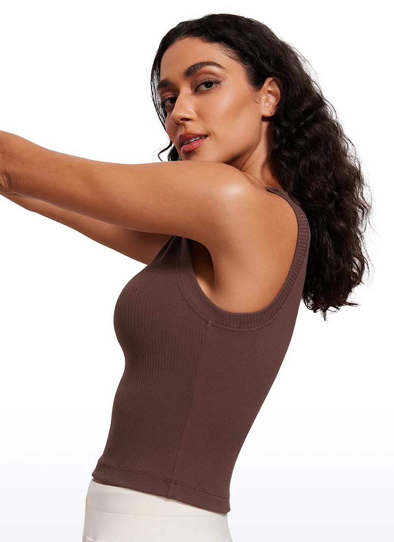 Ribbed Waist Length High Neck Tank - Image 4
