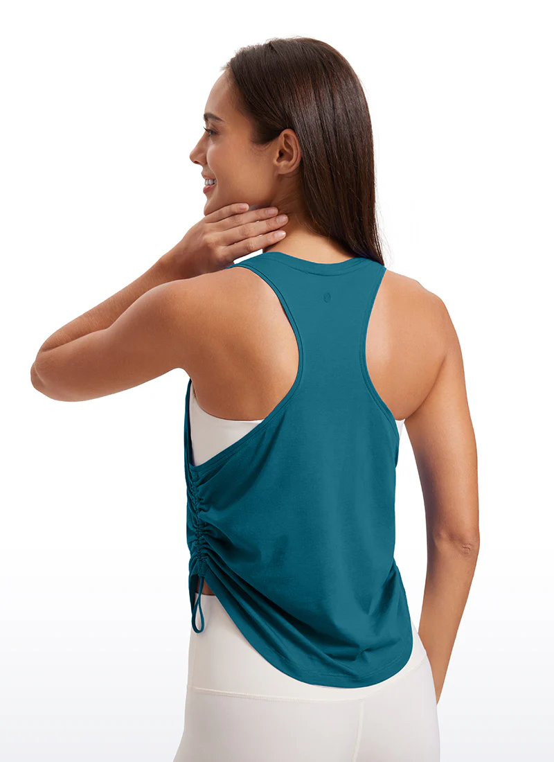 Pima Cotton Racerback Ruched Side Tank - Image 11