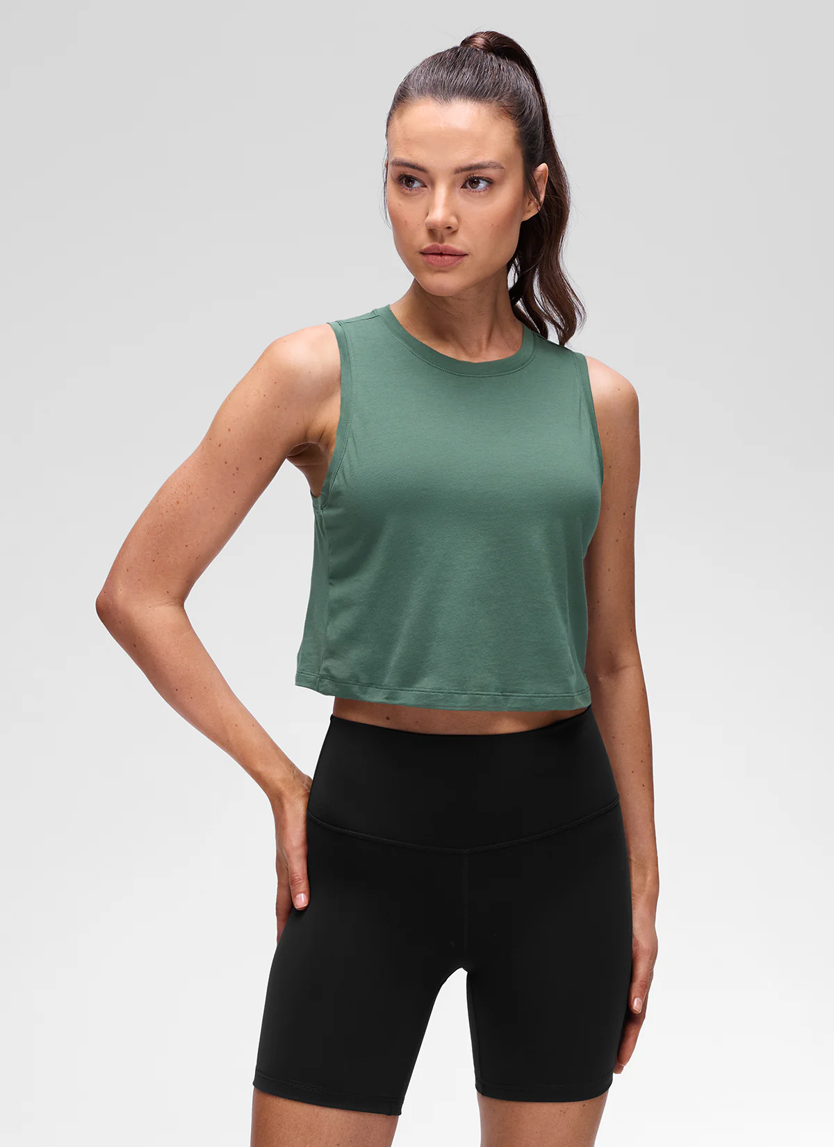 Pima Cotton Crewneck Crop Tank - Image 9