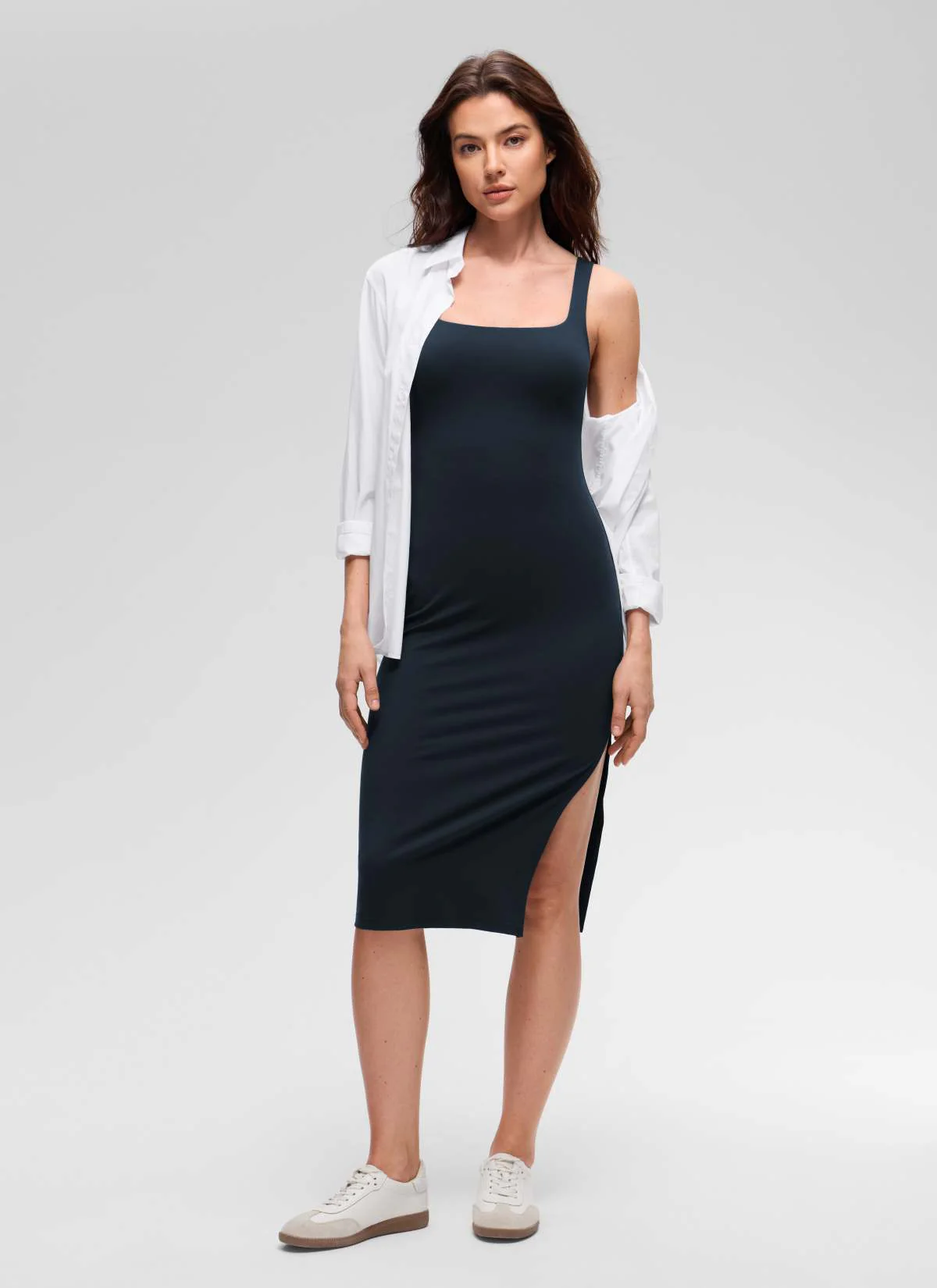 Butterluxe Square Neck Side Split Midi Dress - Image 8