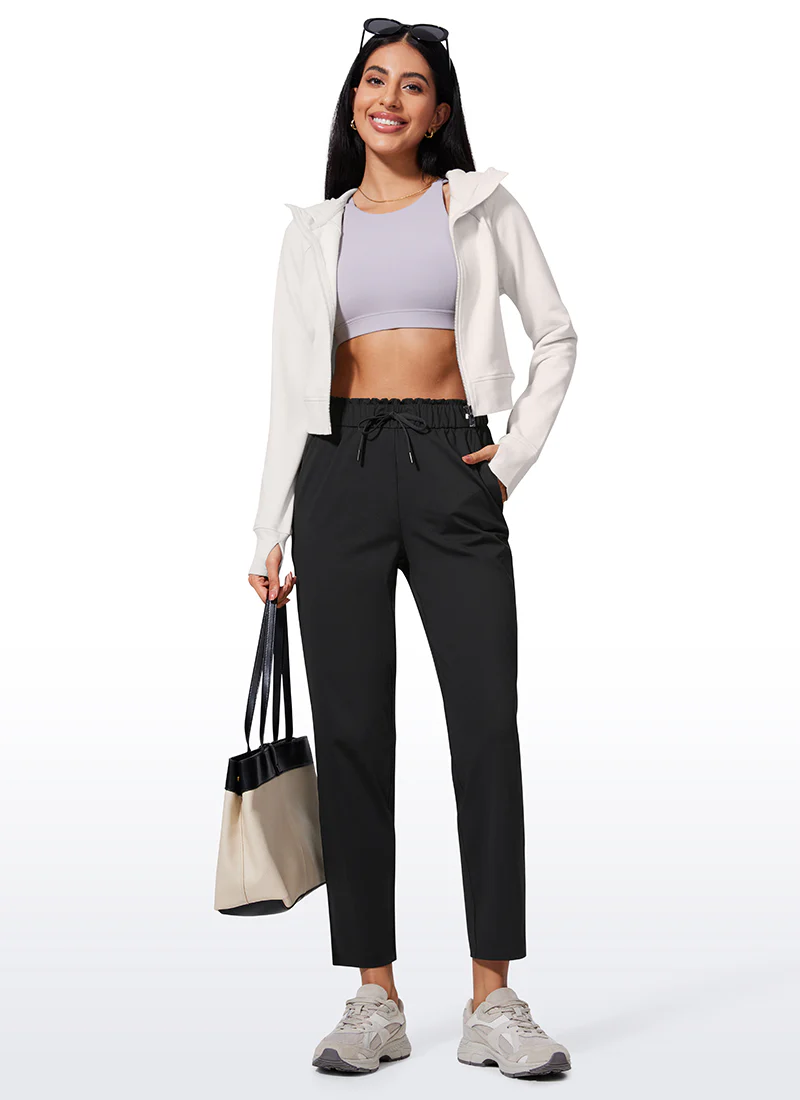Stretch Drawstring High Waist 7/8 Pants with Pockets 27'' - Image 11