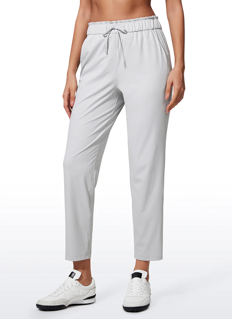 Stretch Drawstring High Waist 7/8 Pants with Pockets 27'' - Image 21