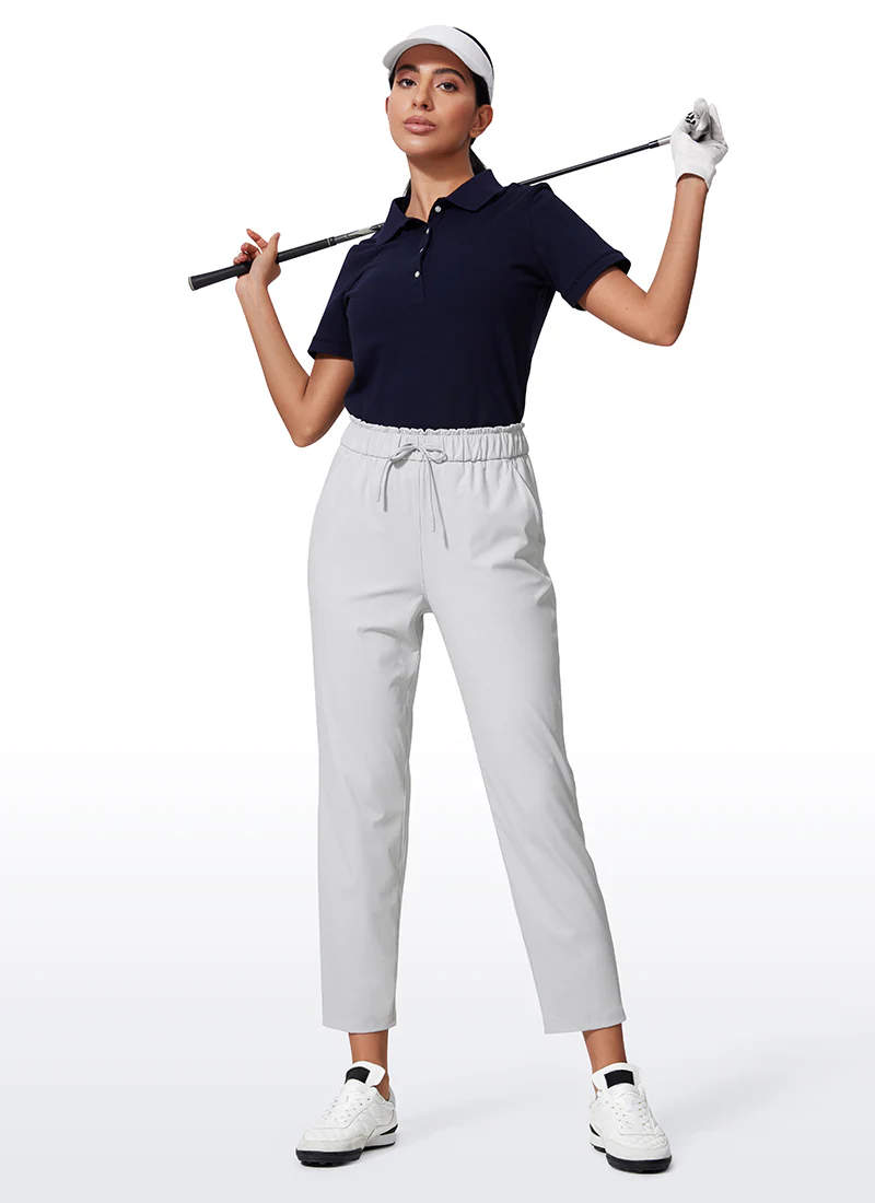 Stretch Drawstring High Waist 7/8 Pants with Pockets 27'' - Image 23