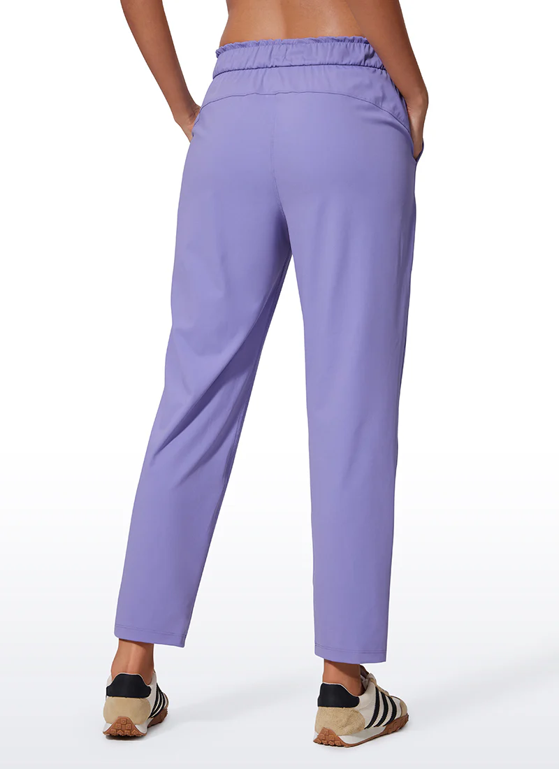 Stretch Drawstring High Waist 7/8 Pants with Pockets 27'' - Image 26