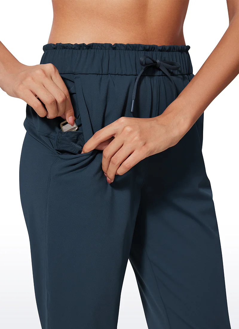 Stretch Drawstring High Waist 7/8 Pants with Pockets 27'' - Image 4
