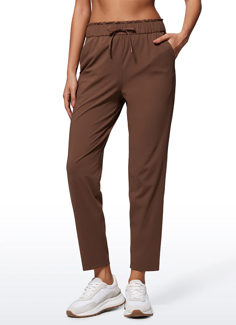 Stretch Drawstring High Waist 7/8 Pants with Pockets 27'' - Image 5