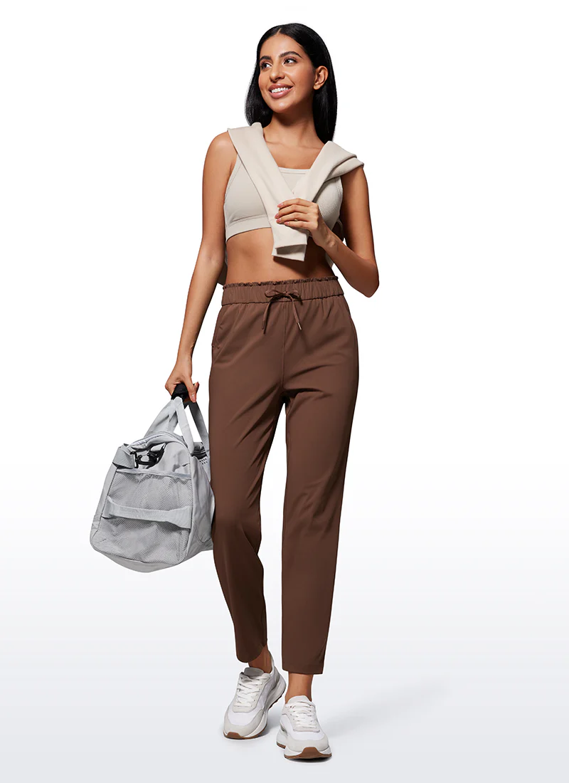 Stretch Drawstring High Waist 7/8 Pants with Pockets 27'' - Image 7