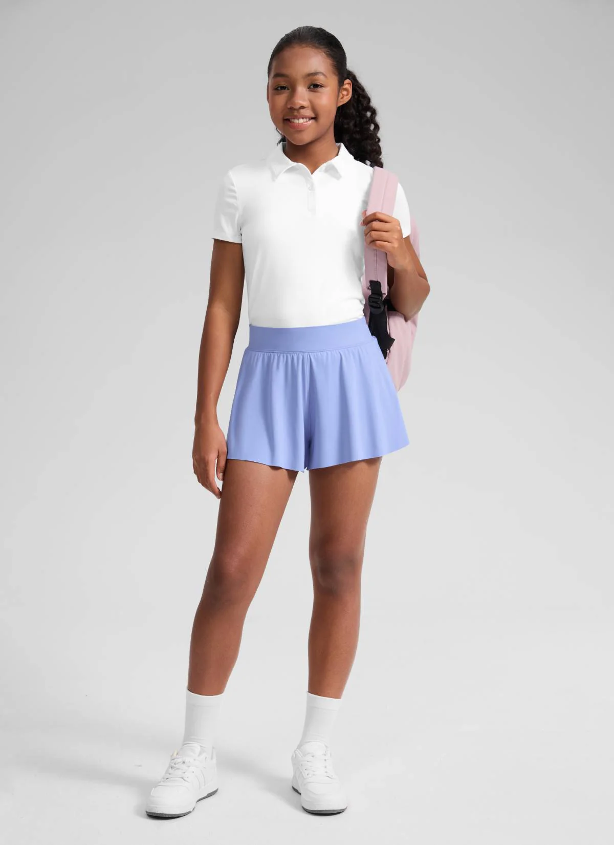 Girls High Rise 2 in 1 Flowy Sport Shorts 2.5'' - Image 12