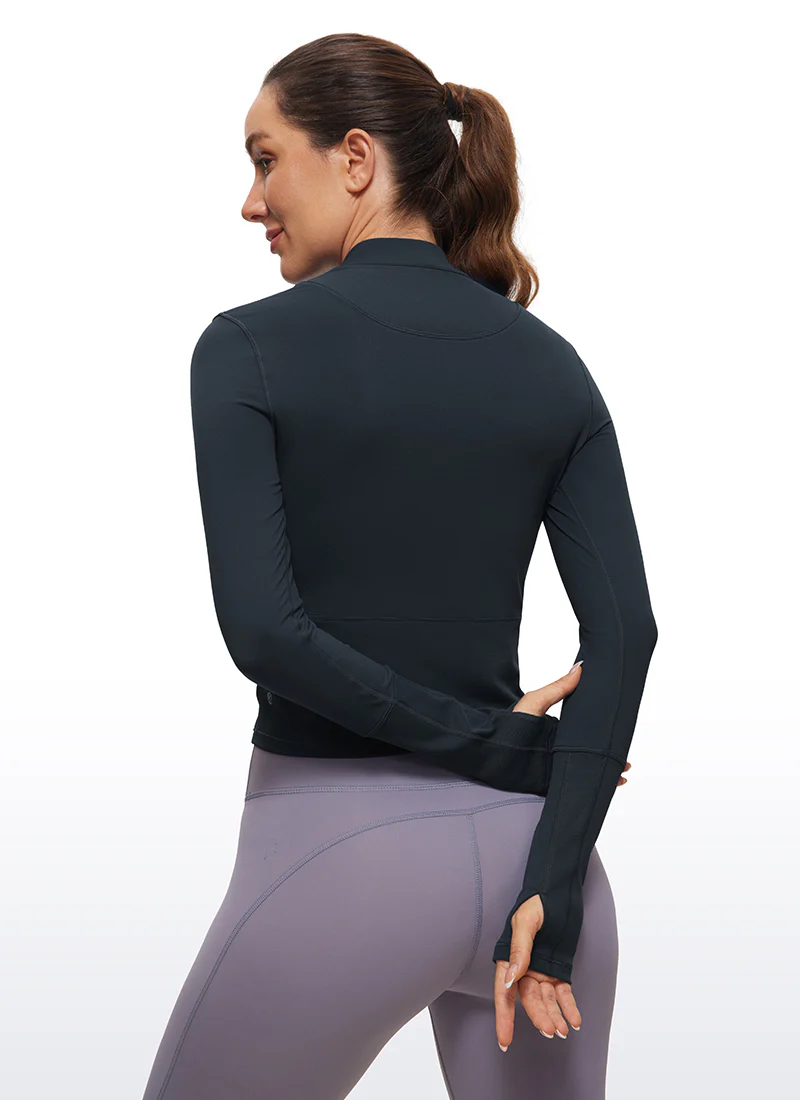 Brushed Half Zip Cropped Long Sleeve - Image 30