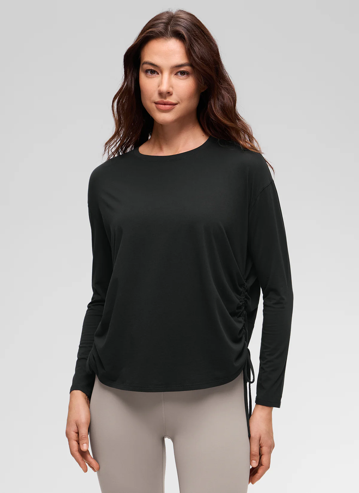 Pima Cotton Hip Length Ruched Long Sleeve - Image 13