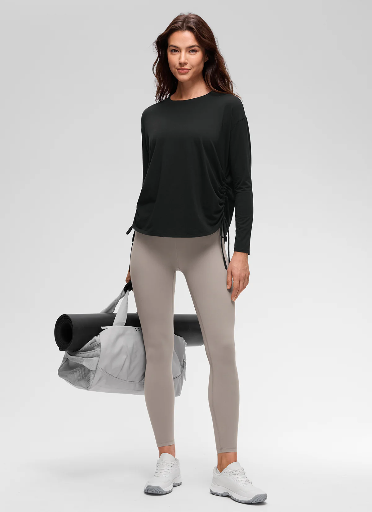 Pima Cotton Hip Length Ruched Long Sleeve - Image 15