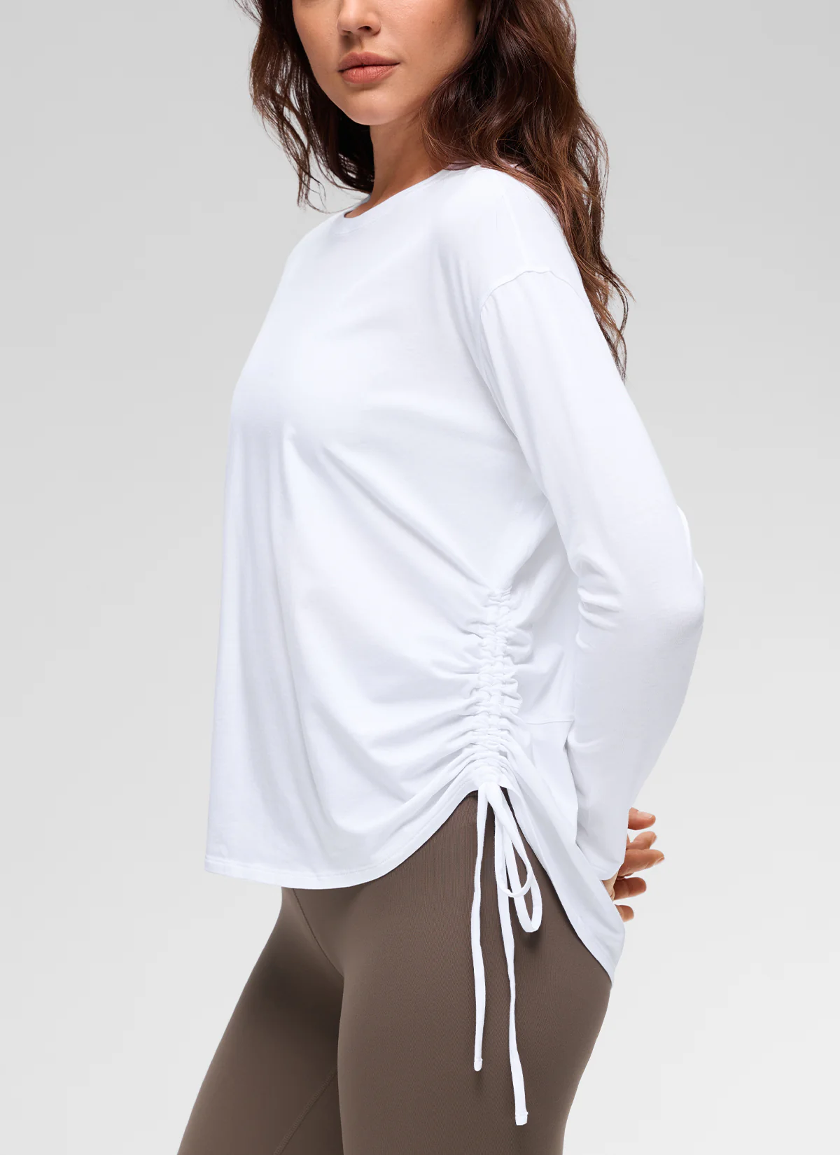 Pima Cotton Hip Length Ruched Long Sleeve - Image 20