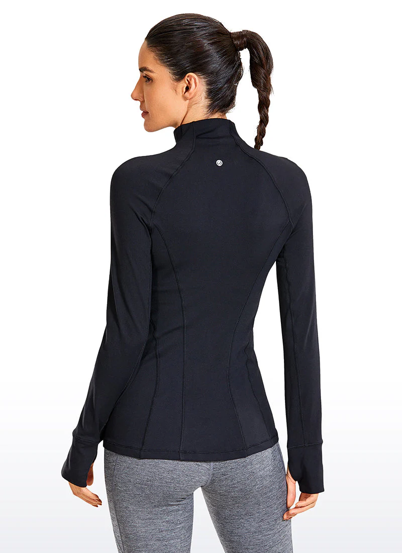 Brushed Quarter-Zip Long Sleeve with Thumb Holes - Image 10